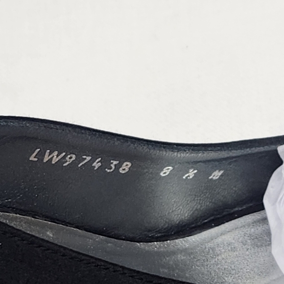 Stuart Weitzman Black Peep Toe Sparkle Bow Heel Pumps - Picture 7 of 10